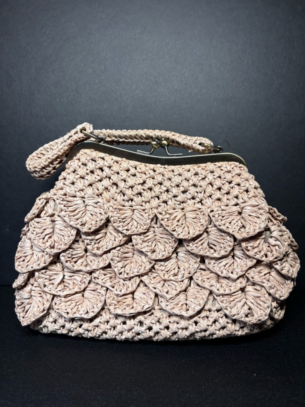 Patricia Nash Laureana Natural Scalloped Raffia Kiss Lock Handbag Boho  NWT - Picture 2 of 14